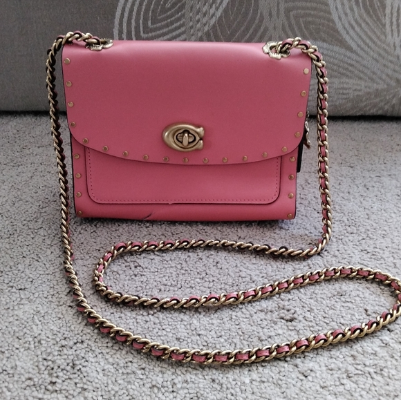 Coach Bags Coach Salmon Pink Turnlock Leather Crossbody Bag Poshmark
